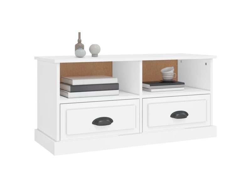  Meuble tv - banc tv - meuble de rangement blanc 93x35,5x45 cm bois d'ingénierie  - Conforama D