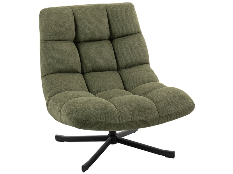  Fauteuil pivotant à 360° en tissu chenille et acier vert 95 x 75 x 90 cm  - Conforama A