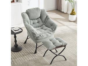 Fauteuil lounge 70x64x95cm – fauteuil de relaxation ergonomique rembourré avec repose-pieds et poche latérale – vert clair