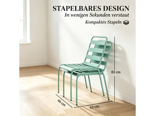 Lot de 2 chaises de jardin empilables en acier vert