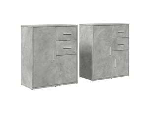Buffets 2 pcs - bahut - meuble de rangement gris béton 60x31x70 cm bois d'ingénierie