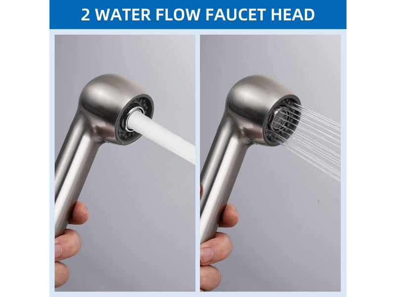  Pull-out faucet spray head, 2-function kitchen sink spray head replacement, g12 inch connector, non-universal, brushed  - Conforama C