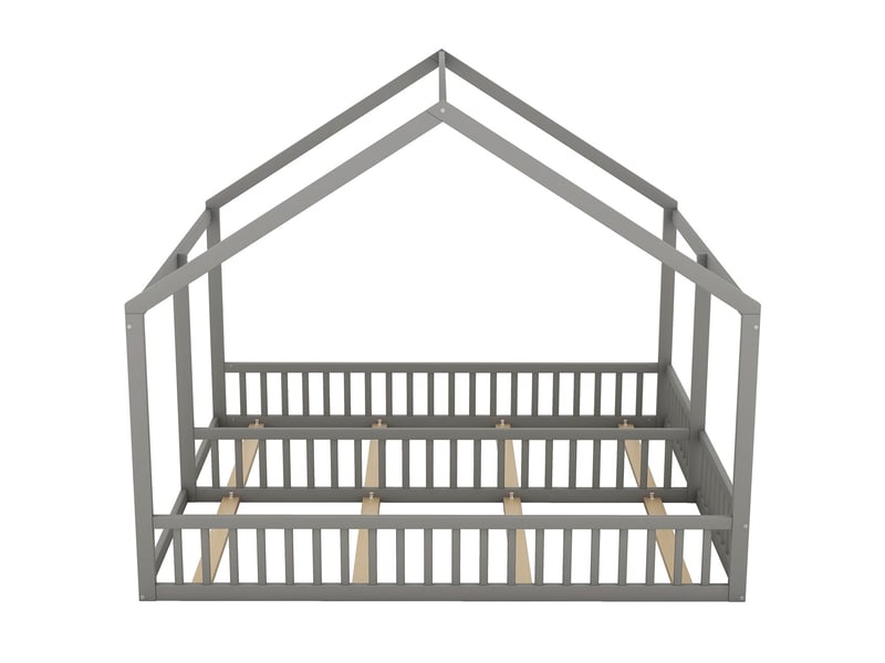  Lit combiné enfant 90 x 200 cm - avec barrières de sécurité et porte de lit - lit cabane - en pin massif - robuste et durable  - Conforama D