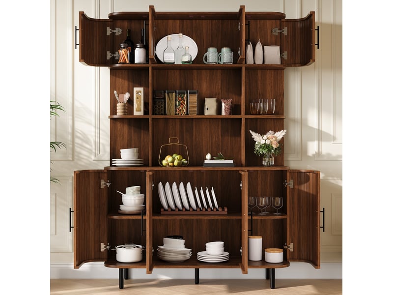  Buffet haut modenvie 8 portes en mdf 120 x 20 x 180 cm noyer  - Conforama D