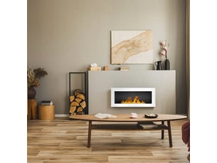 Lucca - cheminée murale bioéthanol 90x40x12 cm avec brûleur 0,75 l en acier inoxydable blanc