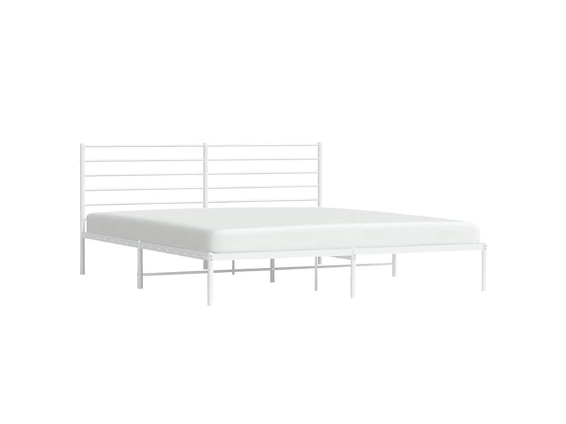 Lit double- lit adulte - cadre de lit métal sans matelas et tête de lit blanc 180x200 cm - Conforama D
