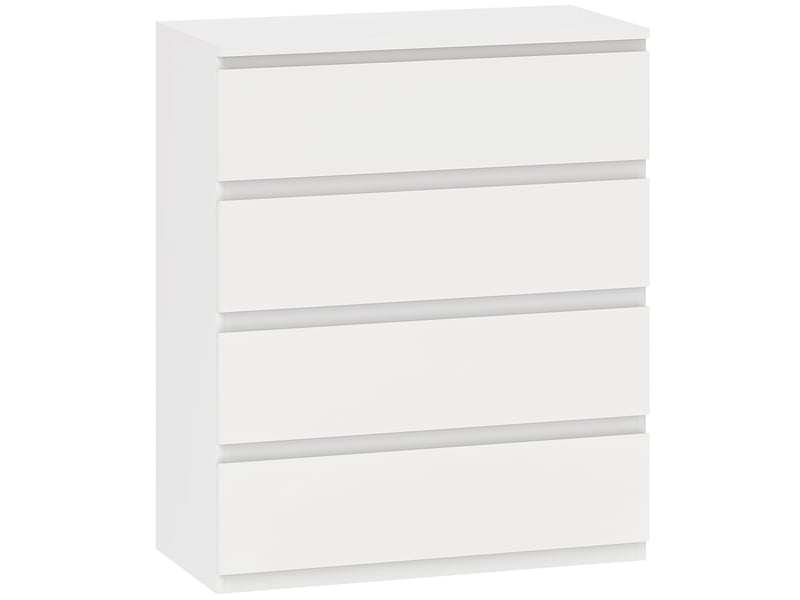  Commode 4 tiroirs, meuble de rangement épuré pour chambre, intérieur, 80 x 39 x 95 cm panneau de particules blanc  - Conforama A