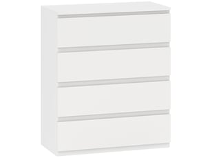 Commode 4 tiroirs, meuble de rangement épuré pour chambre, intérieur, 80 x 39 x 95 cm panneau de particules blanc