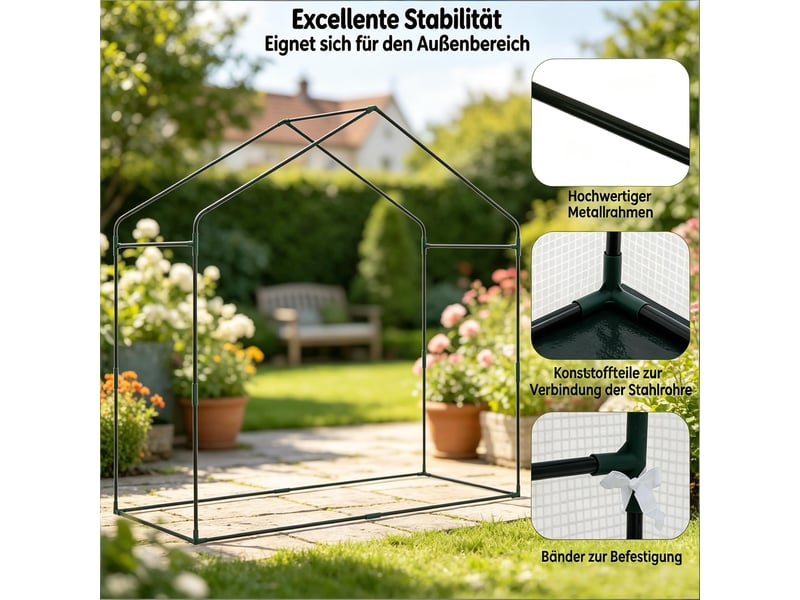 Serre de terrasse avec porte zippée enroulable, serre d’hiver pour plantes, extérieur - Conforama E