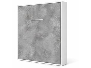 Lit escamotable vertical kola – seulement 34,5cm de profondeur, le confort d’un vrai lit-90x190-cadre chêne blanc-façade gris ciment