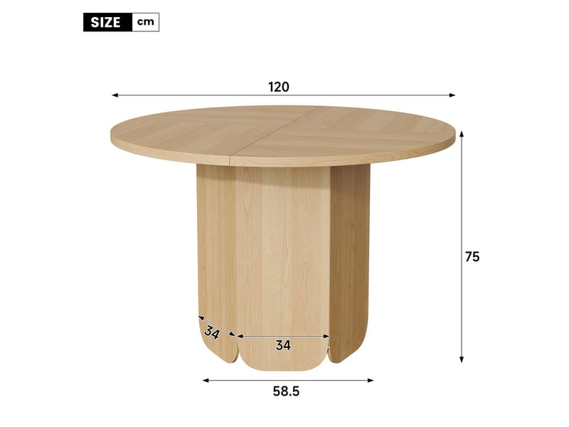  Ensemble table et chaise, table ronde 120×75cm chêne, 4 chaises modernes, assise confortable, durable, pour salon/café  - Conforama C