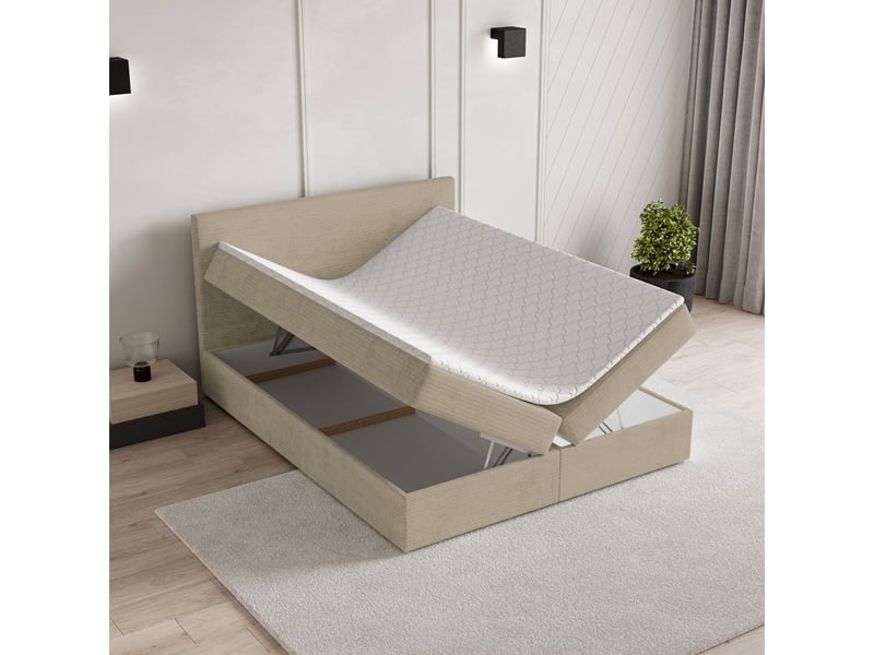  Boxspring nira 200x200 cm, lit complet avec matelas, beige  - Conforama C