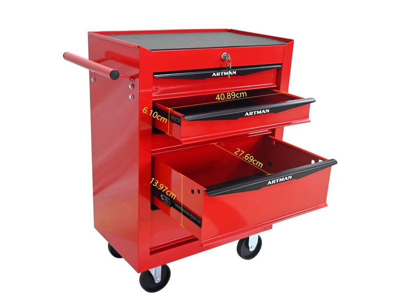  Chariot à outils - 5 tiroirs - acier - rouge et noir - 22.1 kg 52.4x33x65.6cm - Conforama E