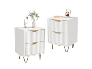 Table de nuit lot de 2 avec 2 tiroirs, tables de chevet coloris blanc