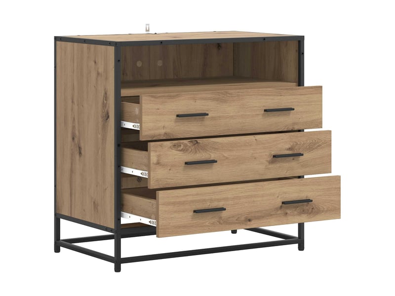  Armoire à tiroirs, commode 3-tiroir chêne artisanal 70x41x70 cm  - Conforama D