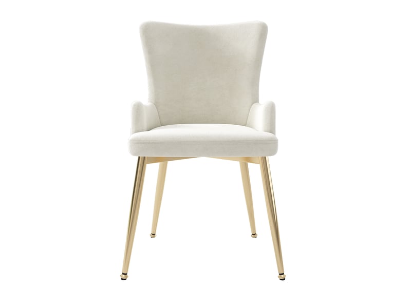 Lot de 6 chaises 55x45x85cm avec pieds en métal, polyvalentes, douces et confortables, velours, beige et doré - Conforama E