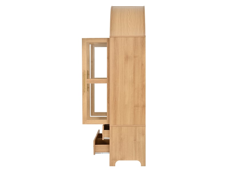  Buffet moderne 3 portes 4 tiroirs avec niche arquée, poignées aluminium  - Conforama D