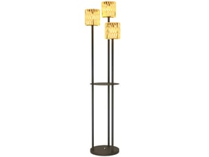 Lampadaire solaire en rotin style bohème, 3 lumières led, capteur crépusculaire, ip44, ø37 x 144 cm, jardin