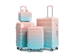 Set de 4 valises rigides,49,5x29x77 cm,avec serrure à combinaison,pc,rose