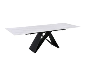 Table à manger extensible en métal noir avec plateau en céramique blanc 160-240 cm helsinki