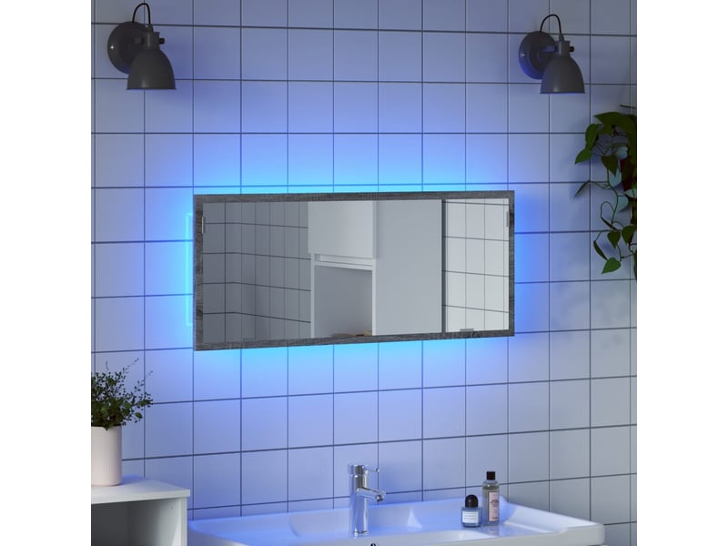  Miroir de salle de bain, miroir de toilette à led sonoma gris bois d'ingénierie cf62519  - Conforama B