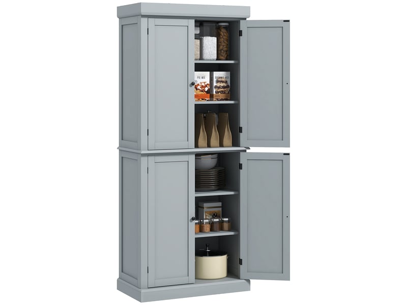  Armoire cuisine moderne gris placards étagères réglables 76x41x184 cm  - Conforama A