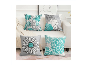 Lot de 4 housses de coussin d'extérieur imperméables en lin tournesol pour terrasse, jardin, salon, chambre à coucher 45 x 45 cm, vert
