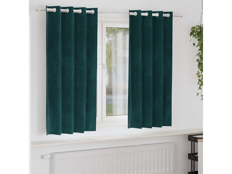  Lot de 2 rideaux, rideaux de fenêtre vert foncé 140 x 175 cm velours cf44123  - Conforama B