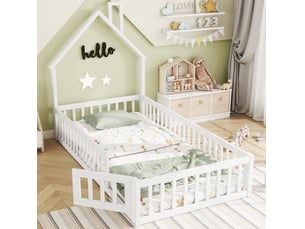 Lit cabane 90x200 cm <strong></strong>  <strong></strong> coloris blanc