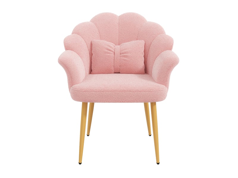  Lot de 4 fauteuils 64x65,5x85 cm, dossier en forme de pétale, pieds en métal, rose  - Conforama A