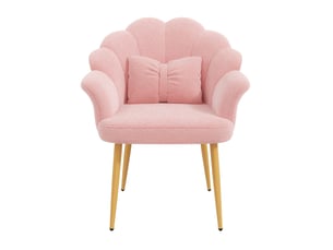 Lot de 4 fauteuils 64x65,5x85 cm, dossier en forme de pétale, pieds en métal, rose