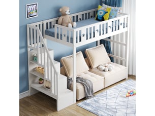Lit mezzanine 90x200 cm <strong>MERAX</strong>  <strong>lit enfant blanc</strong> coloris blanc