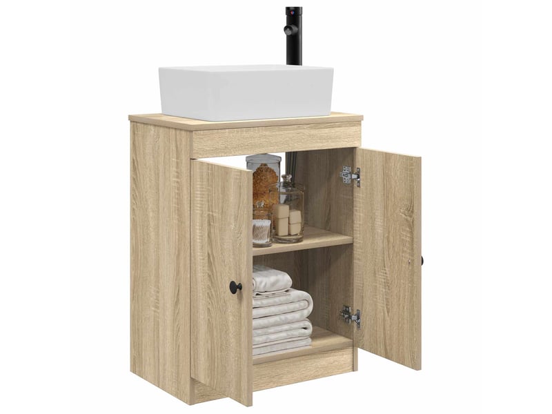  Meuble salle de bain avec évier, meuble de rangement chêne sonoma 54x35x83 cm shl7632  - Conforama C