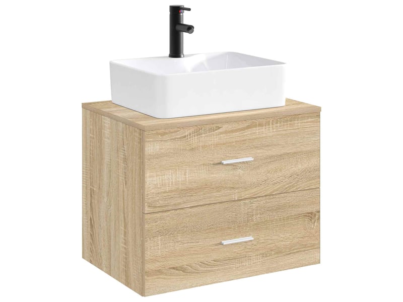 Lavabo de salle de bain avec robinet et évacuation noir mat shl8313 - Conforama C