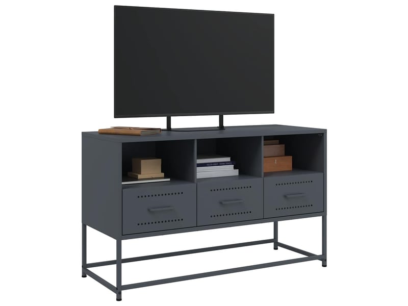  Meuble tv - banc tv - meuble de rangement anthracite 100,5x39x60,5 cm acier  - Conforama D