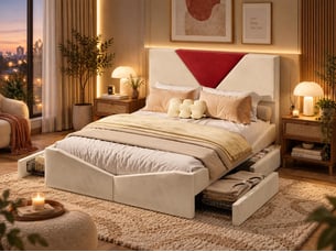Lit 2 places 140x200 cm coloris beige