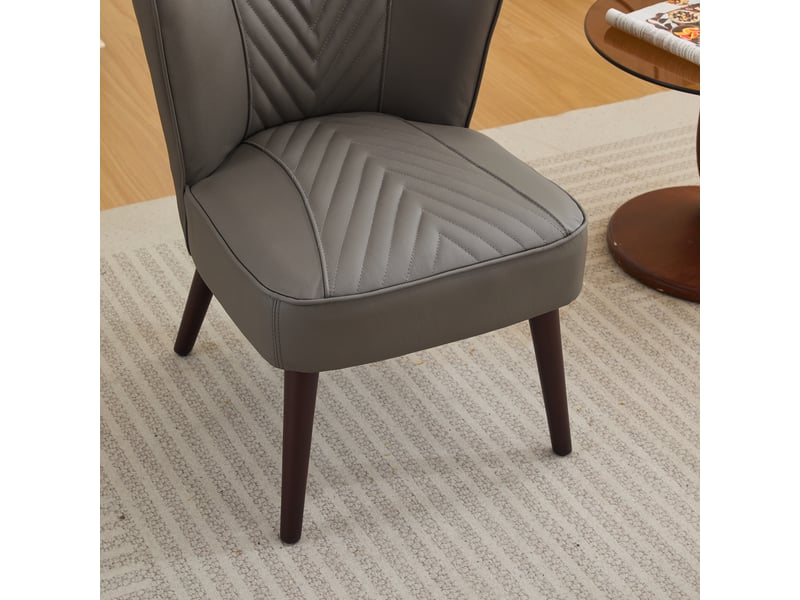  Fauteuil lounge sans accoudoirs,56x62x72 cm,piètement bois,cuir,gris  - Conforama E
