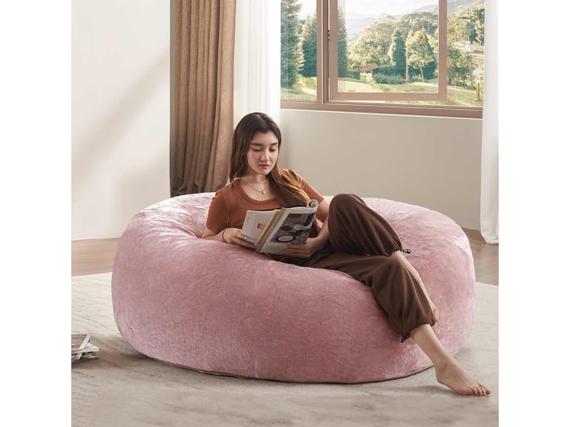  Pouf repose-pieds rose, flanelle douce, dimensions 120x120x60 cm, adapté adulte et adolescent, confort supérieur  - Conforama B