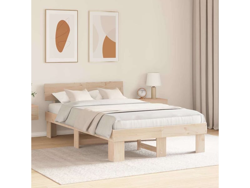 Lit double- lit adulte - cadre de lit avec tête de lit naturel 120 x 190 cm pin massif - Conforama B