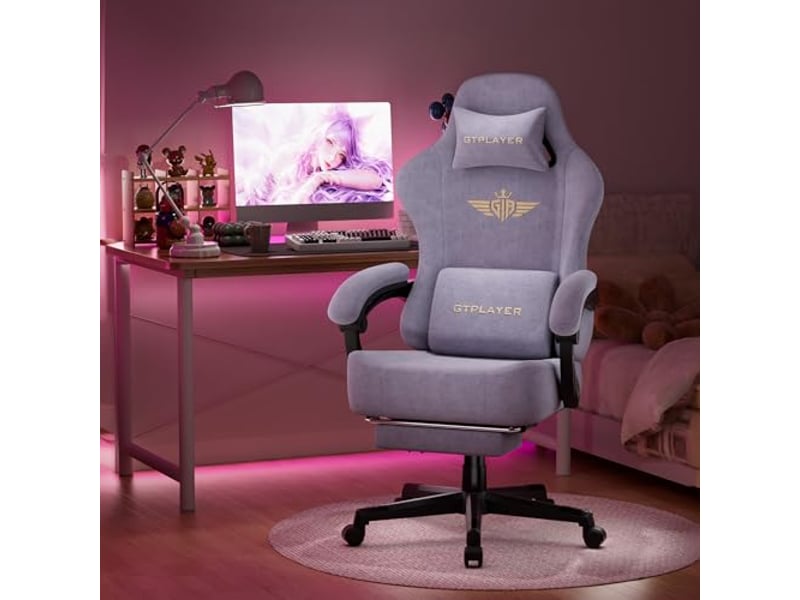  Gtplayer chaise de jeu inclinable à 160° avec repose-pieds 180kg - tissu lilas GT829-MKPP - Conforama C