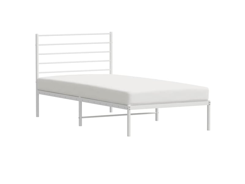  Lit simple- lit adulte -  cadre de lit métal sans matelas avec tête de lit blanc 90x200cm  - Conforama D