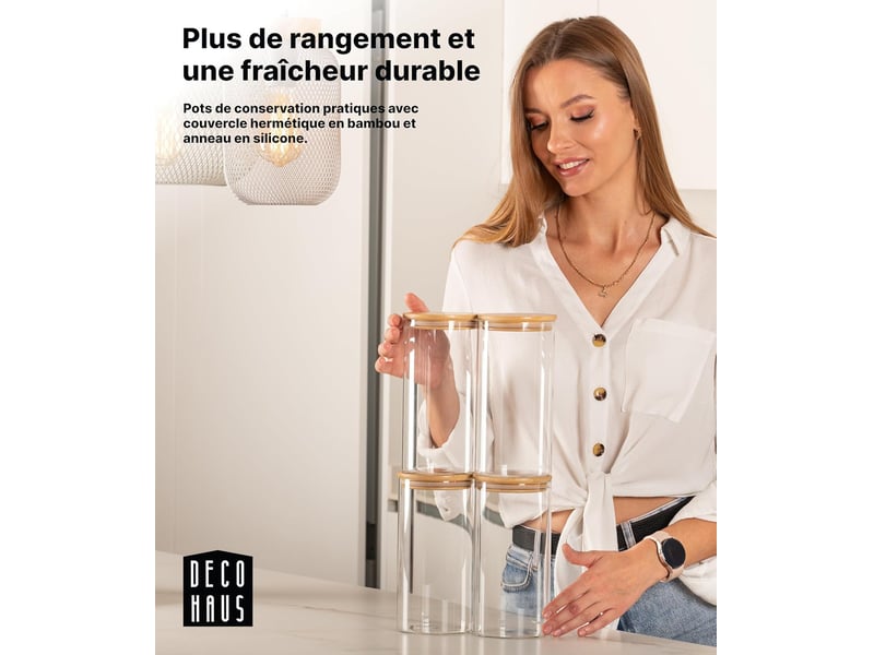  Bocaux de rangement en verre hermétique – lot de 4, 10x30cm  - Conforama D