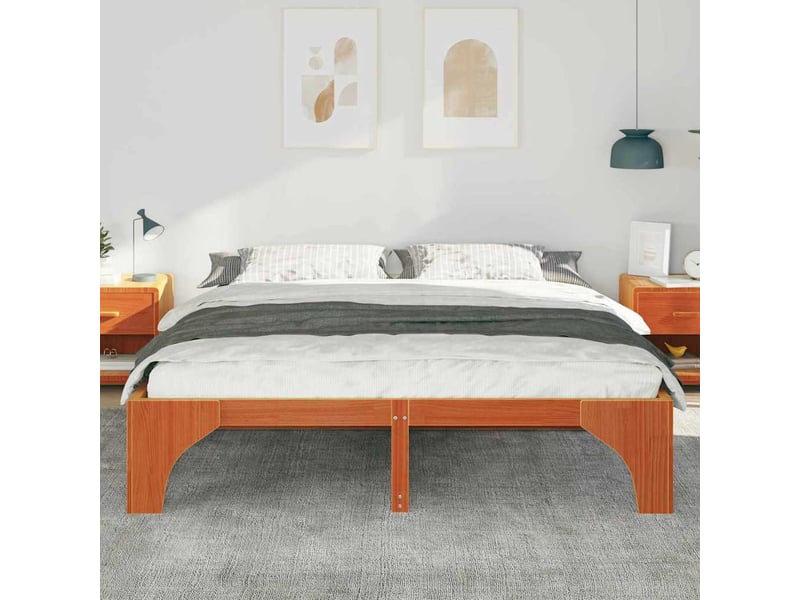  Lit double- lit adulte -  cadre de lit marron 200 x 200 cm pin massif  - Conforama B