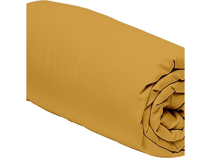  Drap housse 140x190+30 cm percale de coton jaune moutarde PD25588 - Conforama B