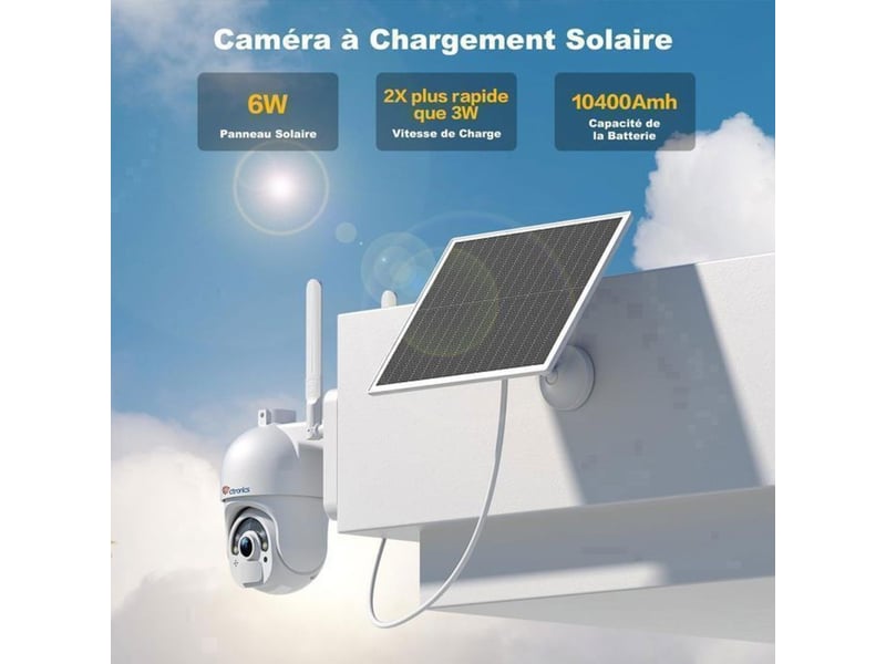  Camera de surveillance wifi exterieure 5mp ptz 355 90 vision couleur nocturne 30m ip66  - Conforama C