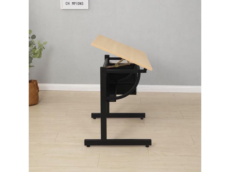 Table à dessin réglable érable avec tabouret et 3 tiroirs, plateau inclinable de 0 à 75 degrés - Conforama E