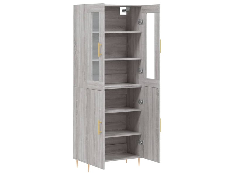  Buffet haut - bahut - meuble de rangement sonoma gris 69,5x34x180 cm bois d'ingénierie  - Conforama D