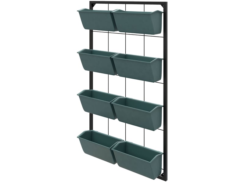  Jardinière murale 52,5 x 14 x 90 cm – vert foncé – 8 pots, structure en acier  - Conforama A