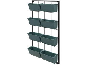 Jardinière murale 52,5 x 14 x 90 cm – vert foncé – 8 pots, structure en acier