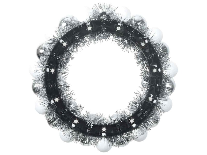  Couronnes de boules de noël 2 pcs blanc et argent 33 x 33 x 7 cm  - Conforama E